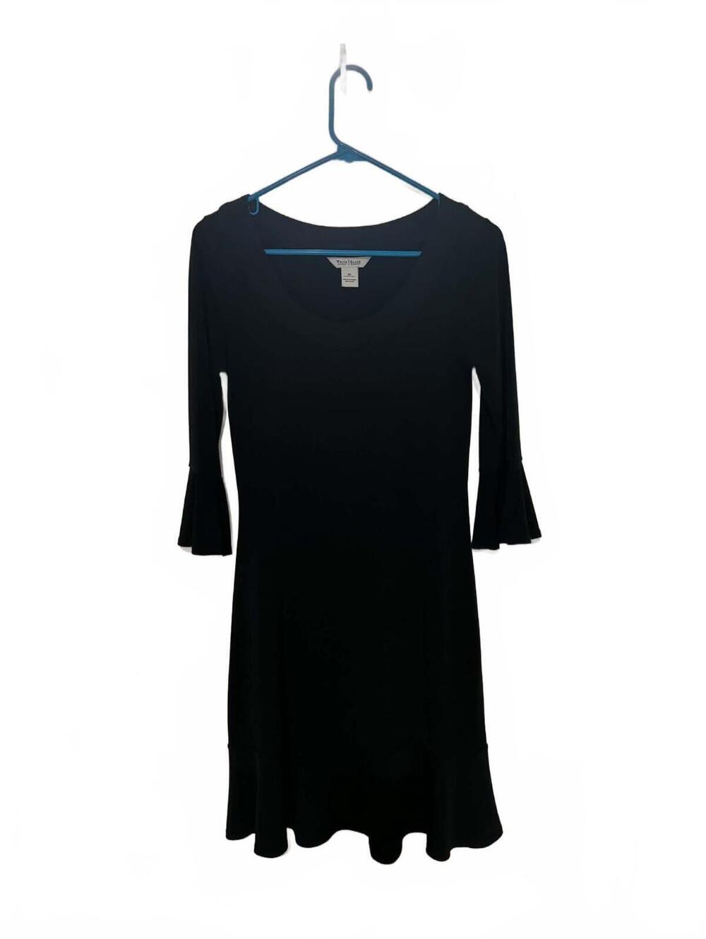 White House Black Market Black Three-Quarter Sleeve Fit and Flare Dress Size XS